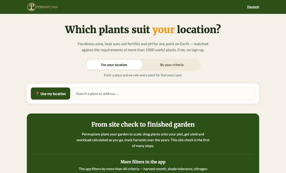 Plant finder with filters and results