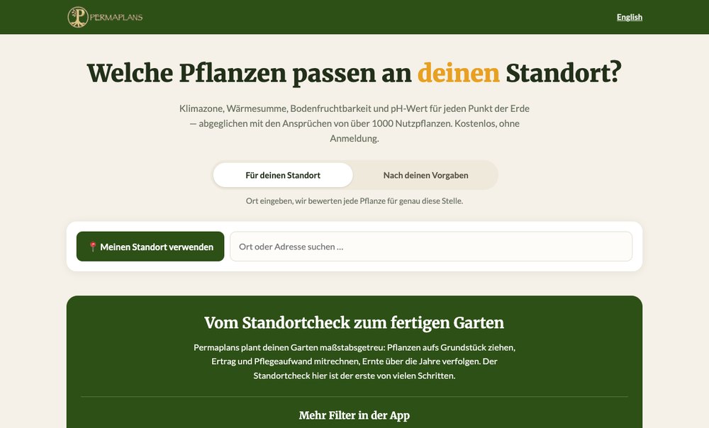 Pflanzenfinder mit Filtern und Trefferliste